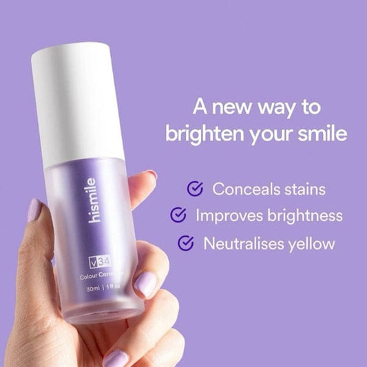 Hismile v34 Colour Corrector, Tooth Stain Concealer, Teeth Whitening Booster, Purple Toothpaste.